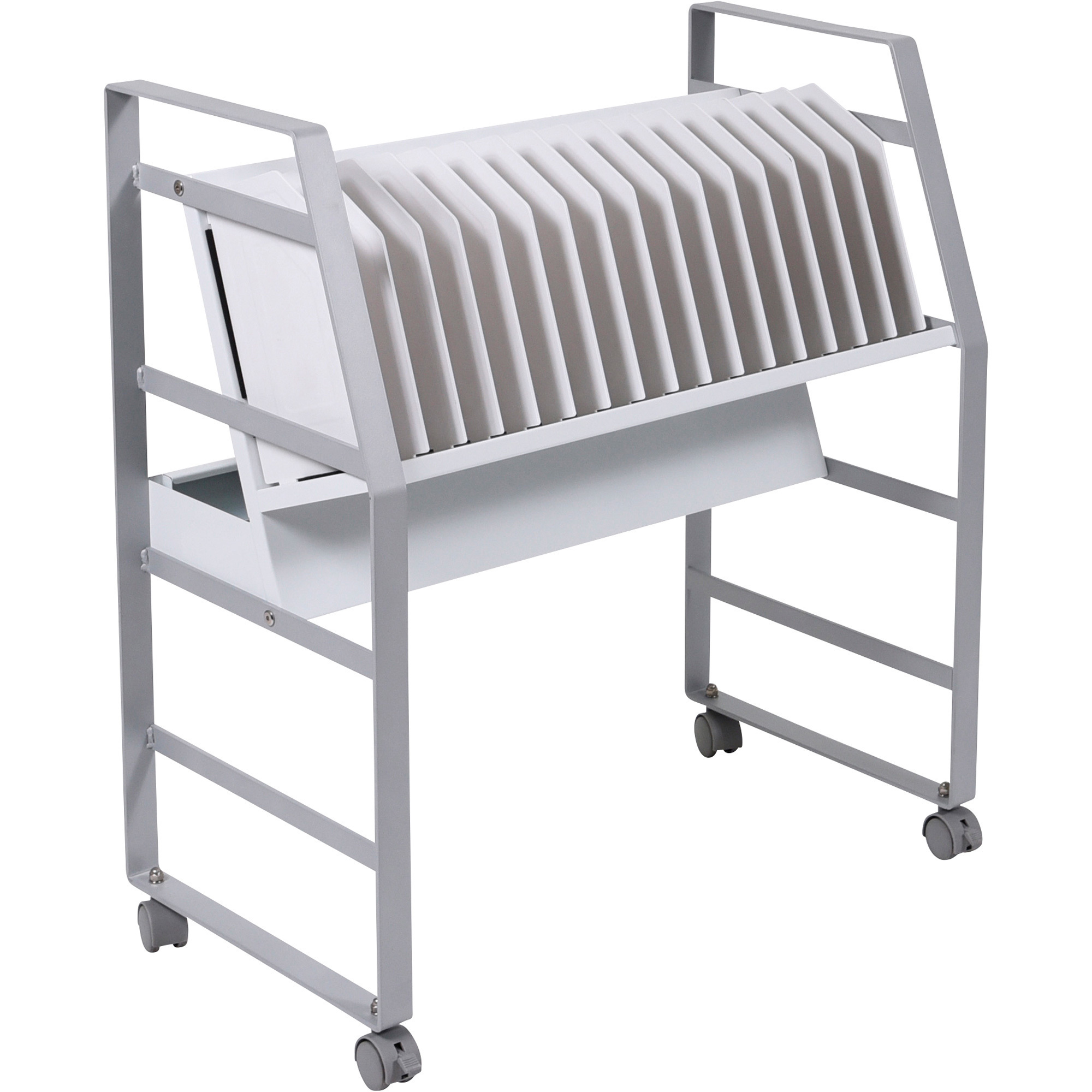 Luxor 16-Outlet Open Charging Cart for Tablets and Chromebooks, Gray/White, 27in.W x 14 3/4in.D x 30in.H, Model# LOTM16
